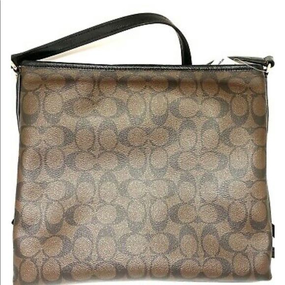 Coach F34938 Signature File Crossbody Leather Bag Brown NWT